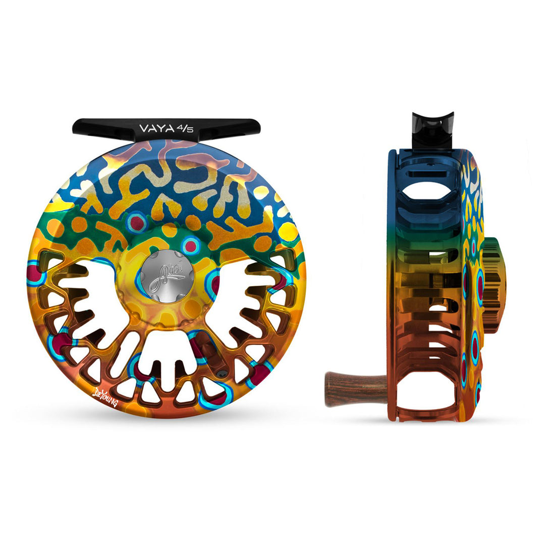 abel creek fly reel Abel Vaya Reel 4/5 DeYoung Brook Flank with Rosewood Handle – Madison River Fishing Company