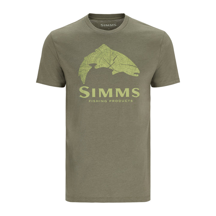 Simms Wood Trout Fill T-Shirt Military Heather Neon