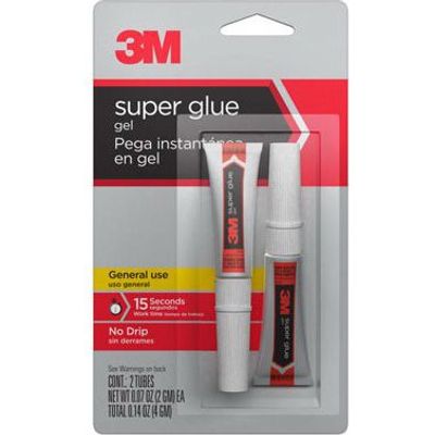 3M Super Glue Gel-Two 2 gram Tubes