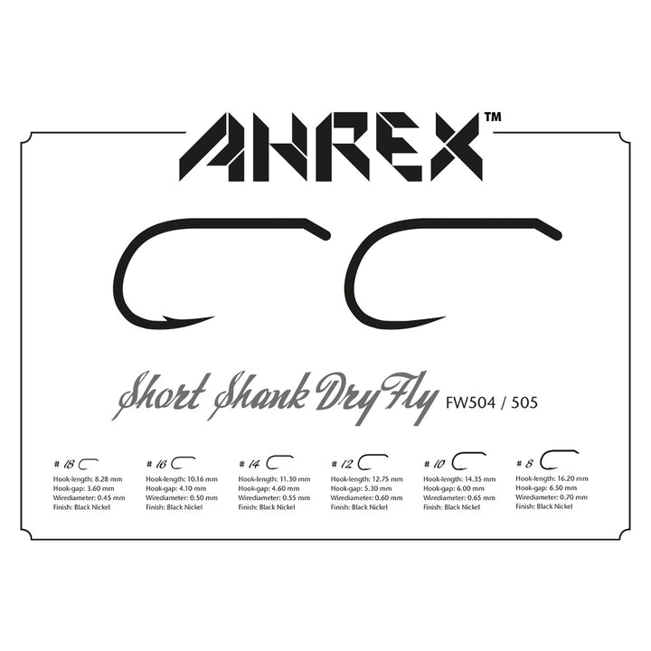 Ahrex FW 504 Barbed Short Shank Dry Hook