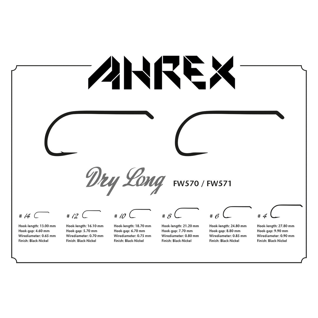 Ahrex FW 570 Long Dry Fly Barbed Hook - Madison River Fishing Company