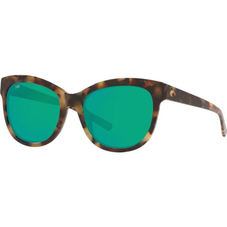 Costa Bimini Sunglasses Shiny Vintage Tortoise Green Mirror 580G