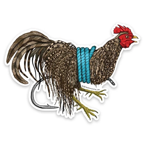 Tied Rooster Hackle Sticker