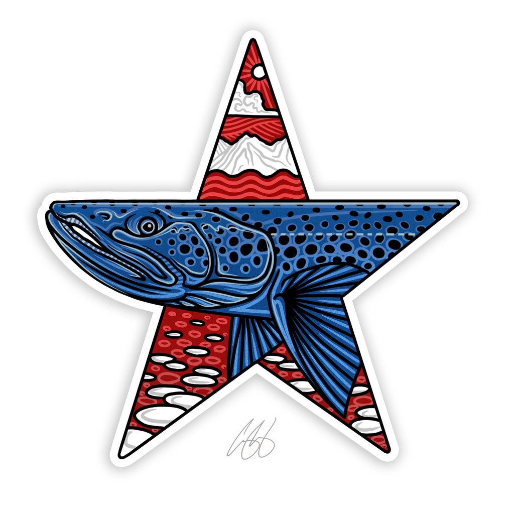 USA Star Brown Trout Sticker