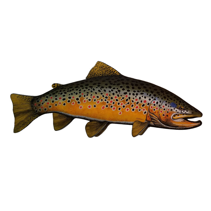 Bern Sundell Original Hand Painted 4' Wooden Trout  Madison River Brown Trout