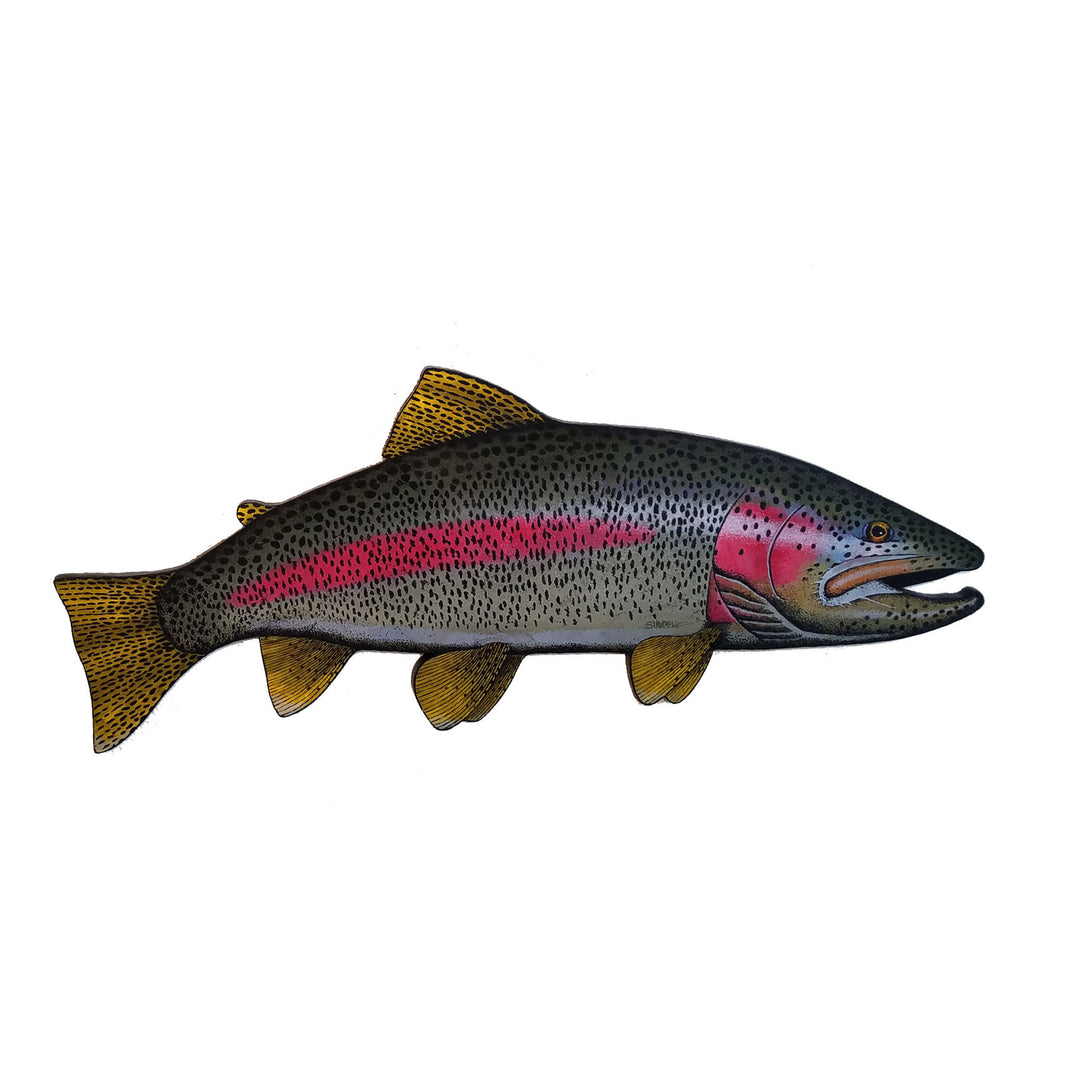Bern Sundell Original Hand Painted 4' Wooden Trout  Madison River Rainbow Trout