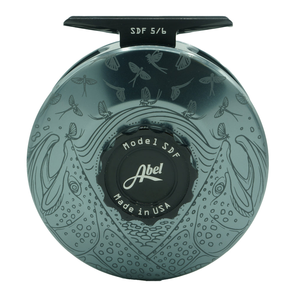 Abel SDF Reel 5/6 Underwood Mayfly Furry Slate Grey with Walnut Handle