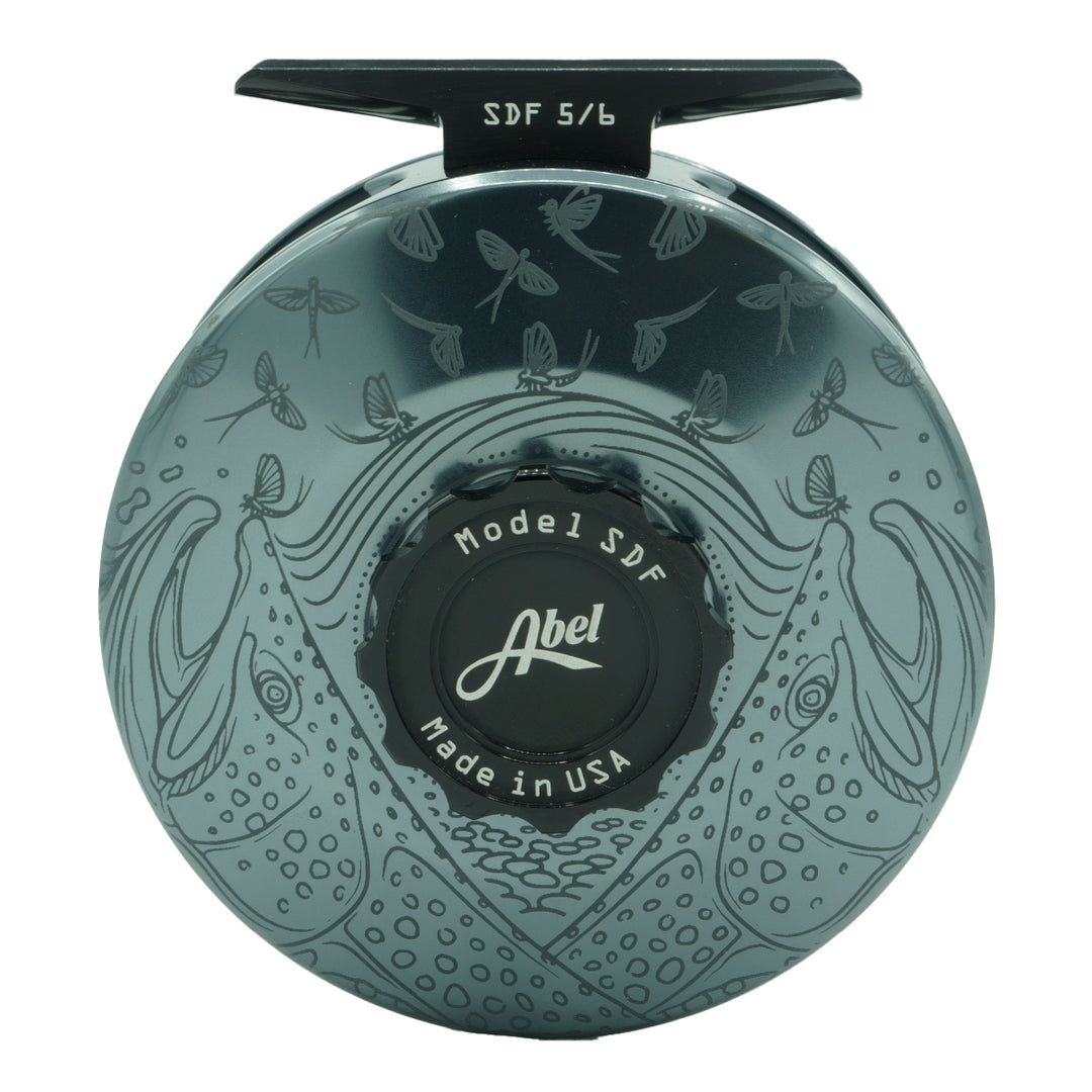 Abel SDF Reel 5/6 Underwood Mayfly Furry Slate Grey with Walnut Handle - Madison River Fishing Company