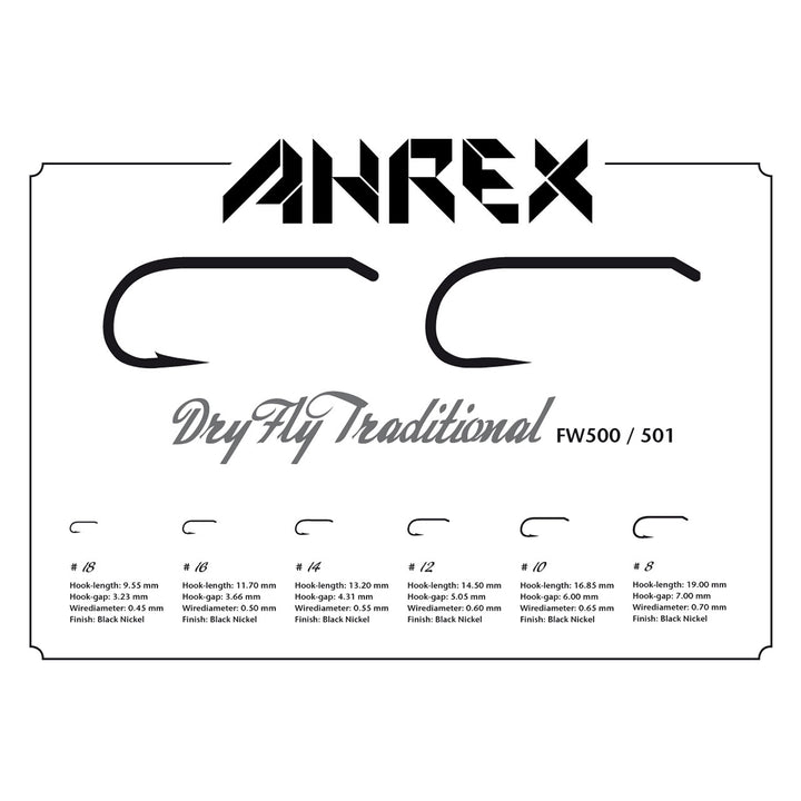 Ahrex FW 501 Dry Fly Traditional Hook Barbless