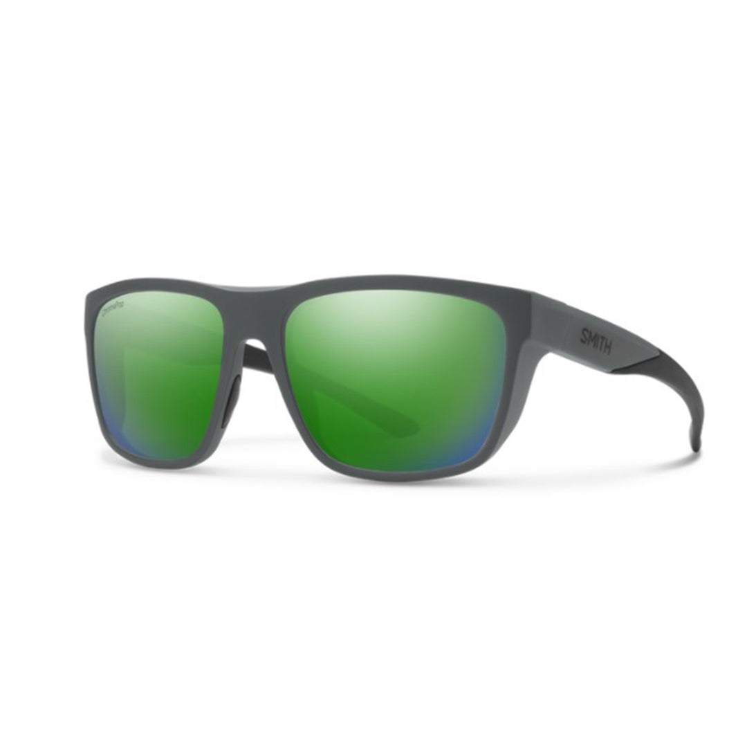 Smith Barra Sunglasses Matte Cement ChromaPop Polarized Green Mirror