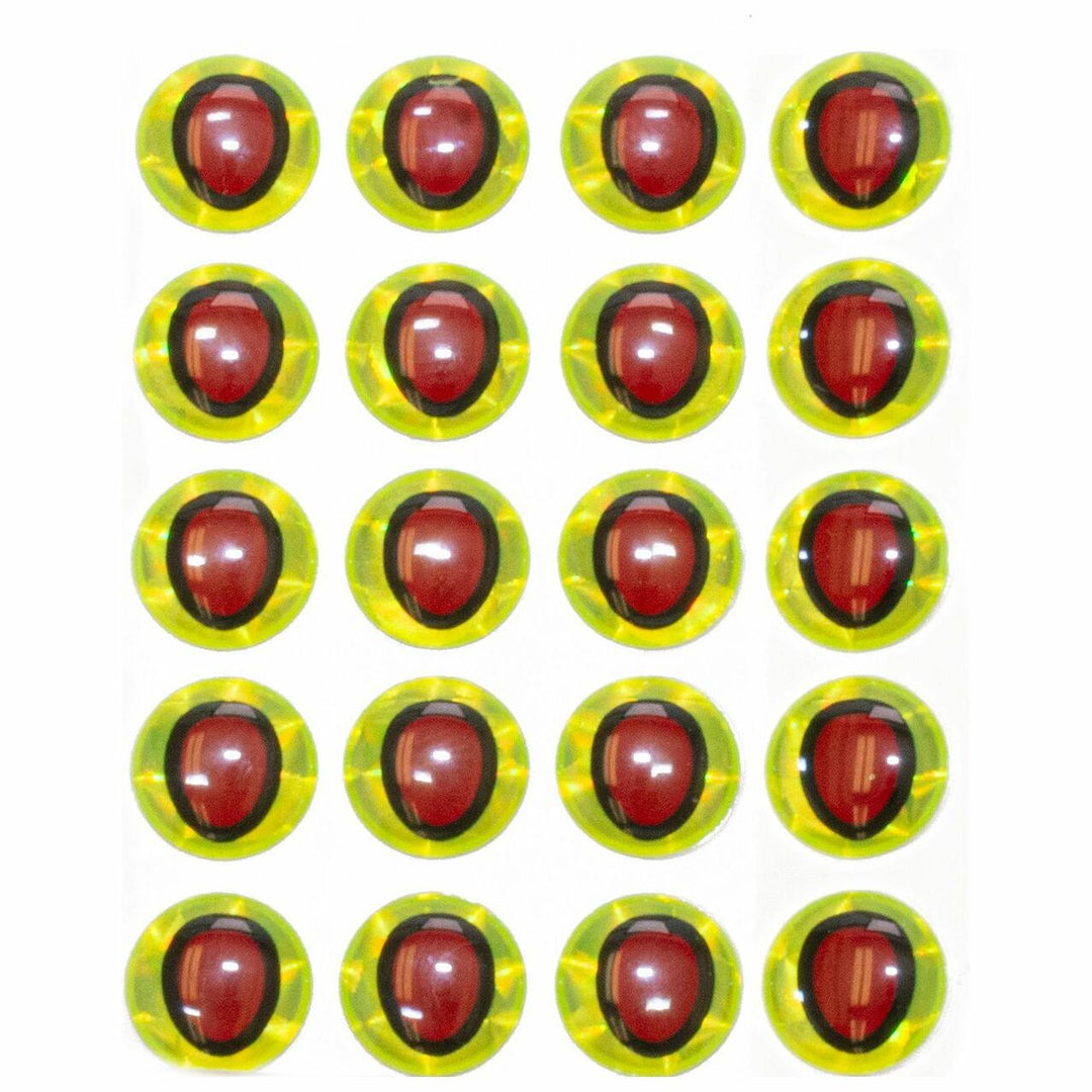 Oval Pupil 3D Eyes - Chartreuse/Red