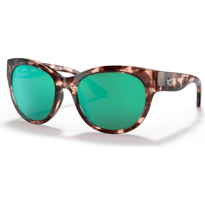 Costa Maya Sunglasses Shiny Coral Tortoise Green Mirror 580G