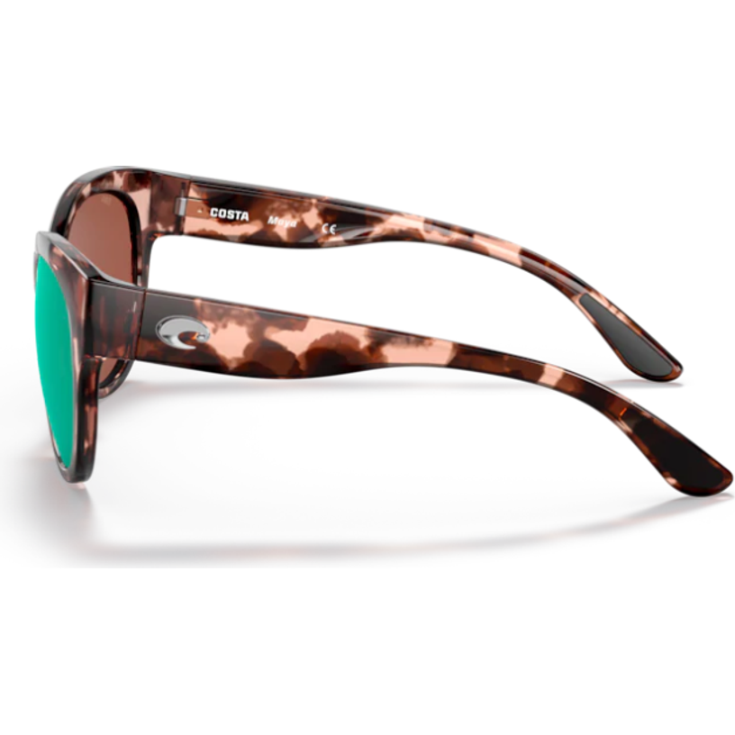Costa Maya Sunglasses Shiny Coral Tortoise Green Mirror 580G