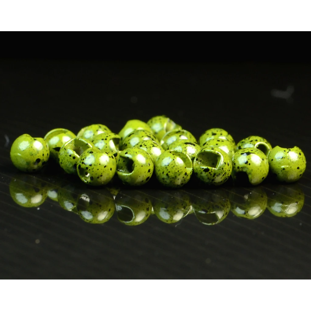 Slotted Tungsten Beads - Mottled Olive