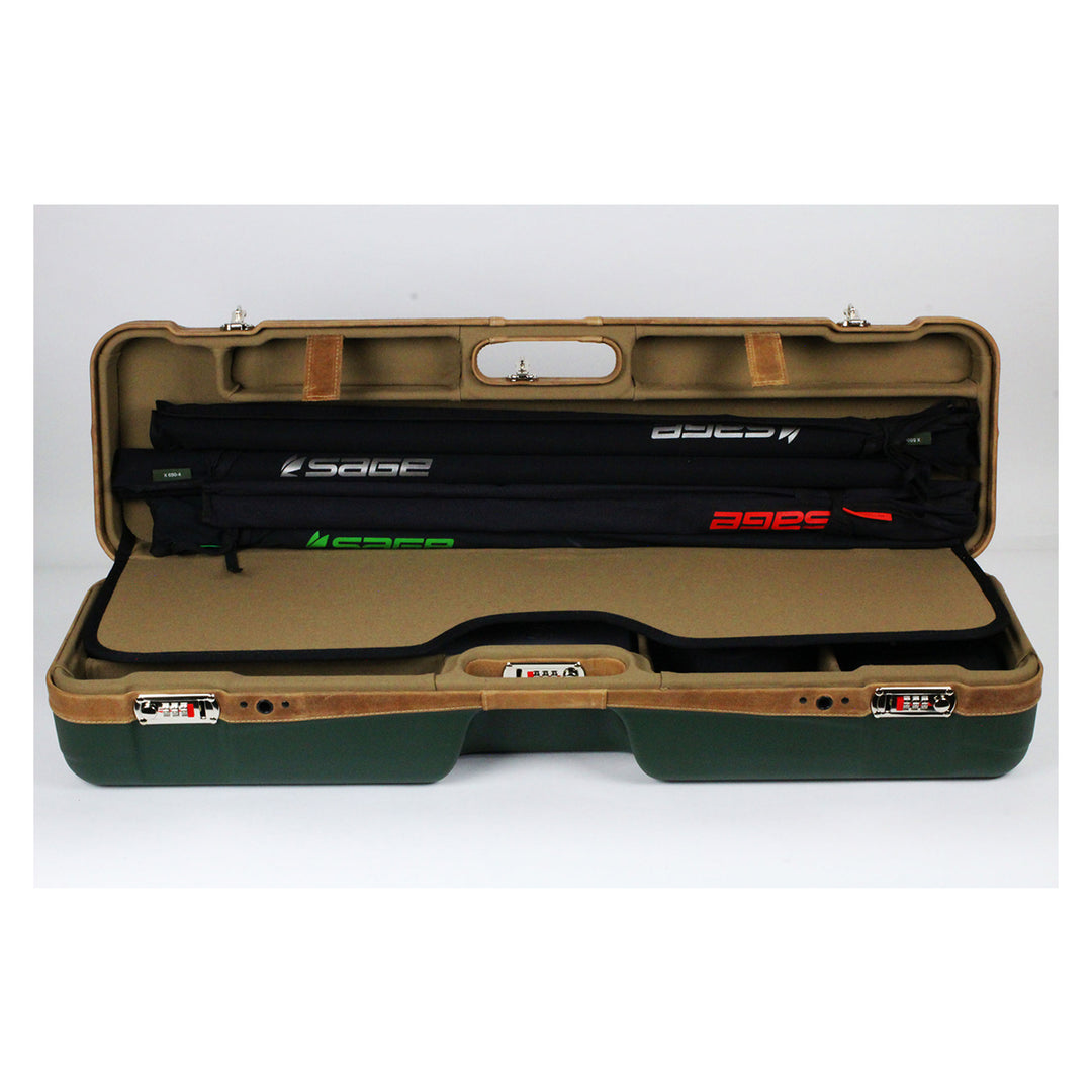 Sea Run Premium Classic Fly Rod  & Reel Travel Case Green/Nespola Leather/Khaki