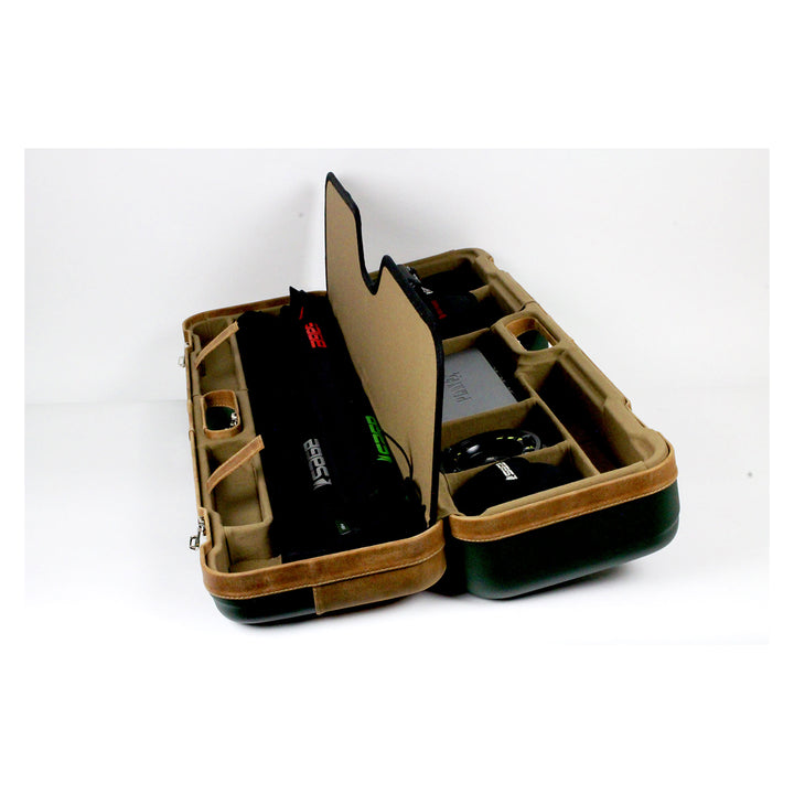 Sea Run Premium Classic Fly Rod  & Reel Travel Case Green/Nespola Leather/Khaki