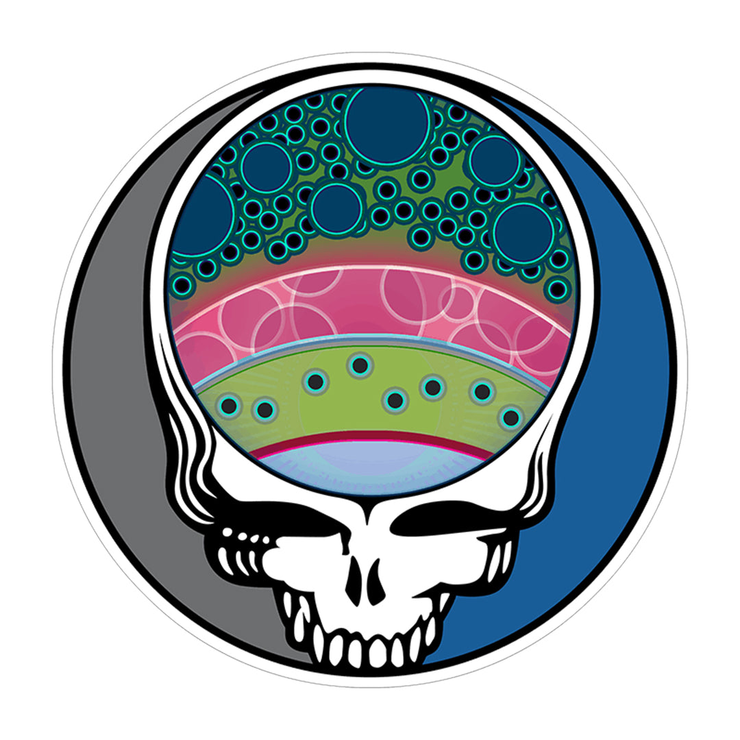 Fly Slaps Steal Your Face Rainbow Trout Sticker 4" - Grateful