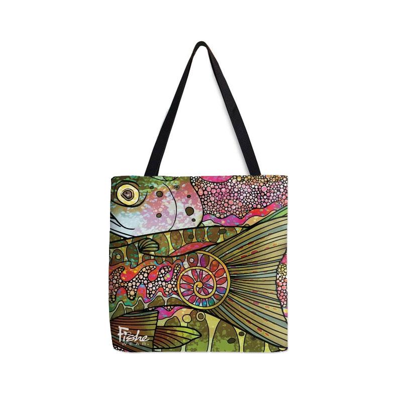 FisheWear Troutrageous Rainbow Fabric Tote